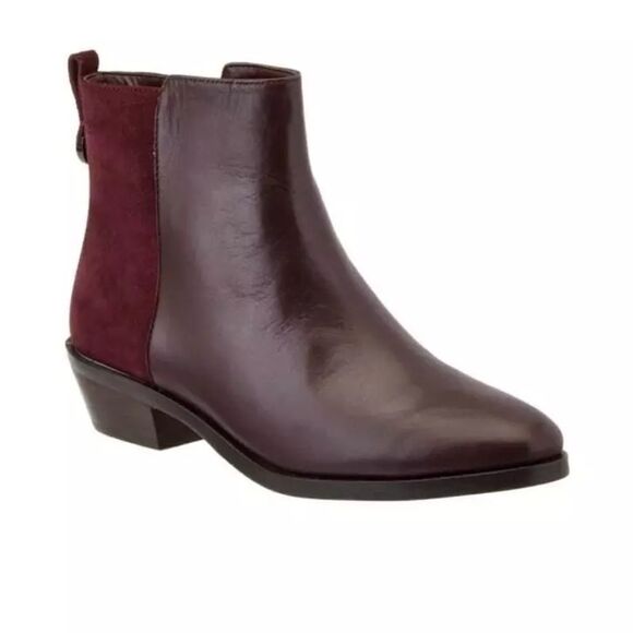 Coach Carmen Leather and Suede OxBlood Ankle Boots  Size 5.5 - Picture 1 of 8